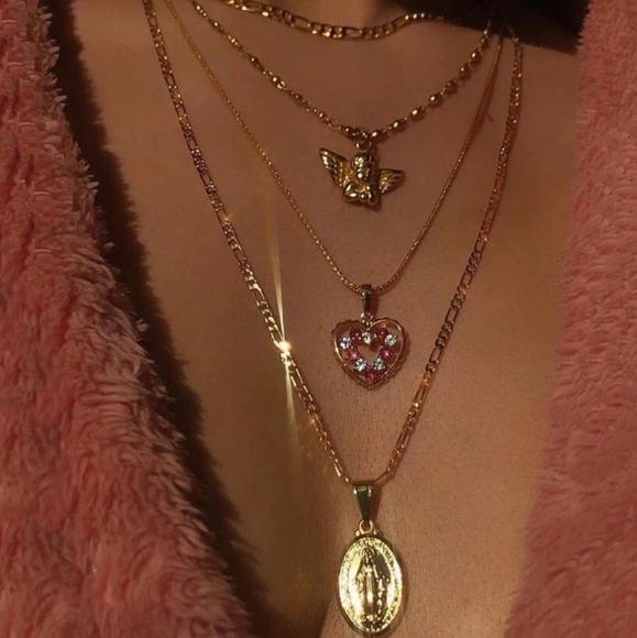 Nikkiwallflower Jewelry - ♡Avery♡ Medallion and Heart Angel Necklace